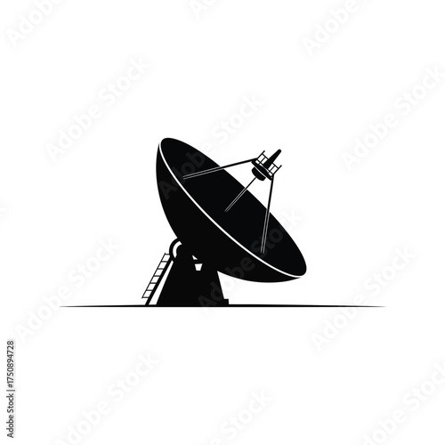Silhouette of a Satellite Dish Antenna communication broadcasting technology signal receiver transmitter telecommunications radio space