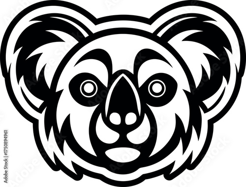 A glyph style icon of a koala logo
