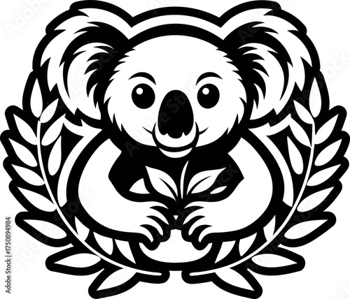 A glyph style icon of a koala logo
