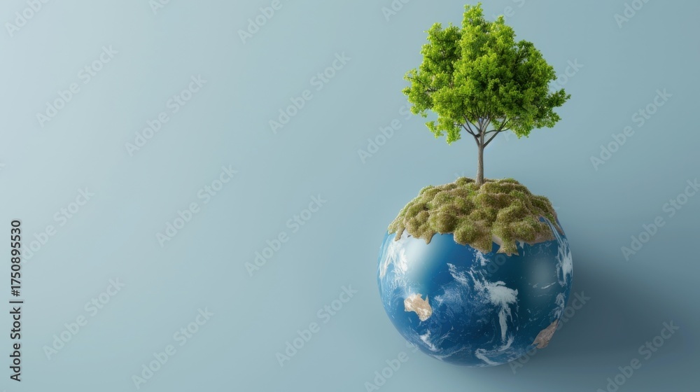 custom made wallpaper toronto digitalGreen Tree on Earth Globe Representing Environmental Sustainability and Nature Conservation Concept