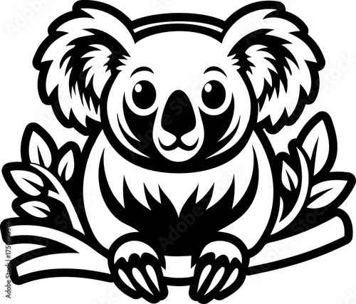 A glyph style icon of a koala logo
