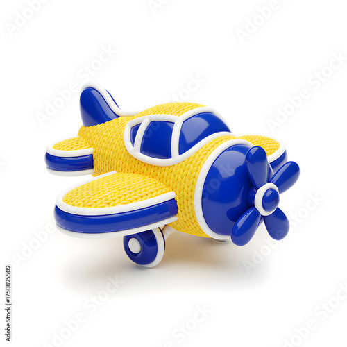 Textured Yellow and Blue Toy Airplane