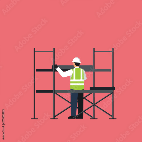 Construction worker on scaffolding