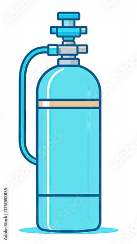 Light Blue Oxygen Tank with Valve and Tube