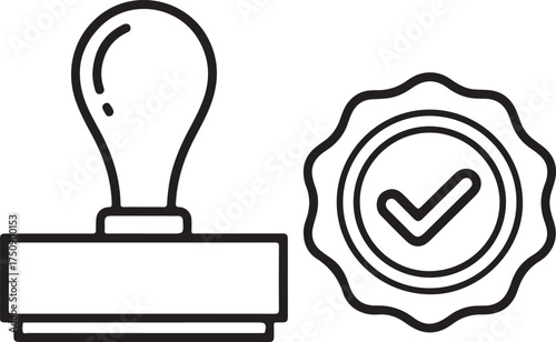 Loan Approved Seal and Stamp Icon Set – Business and Finance Outline Vector