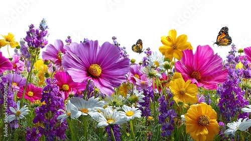 Blooming crocuses show off their purple and yellow color in a sunny spring garden of nature