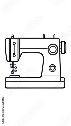 Line Drawing of a Vintage Sewing Machine