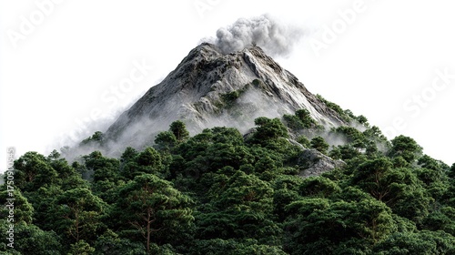 Beautiful snowy winter mountain landscape with pine trees against a bright sky