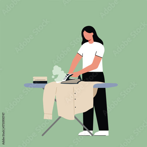 Woman ironing a shirt