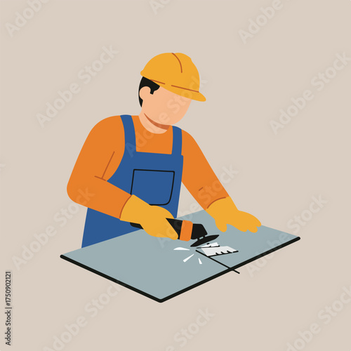 Worker grinding metal with a tool, sparks flying from the metal surface