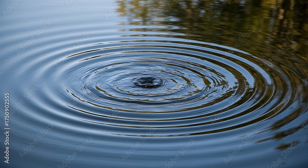Fototapeta premium Water Droplet Creating Ripples on a Calm Surface.