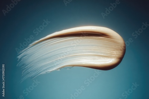 Soft cream swirl against calming blue backdrop showcases smooth