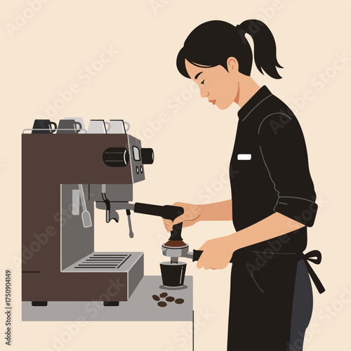 Barista makes espresso