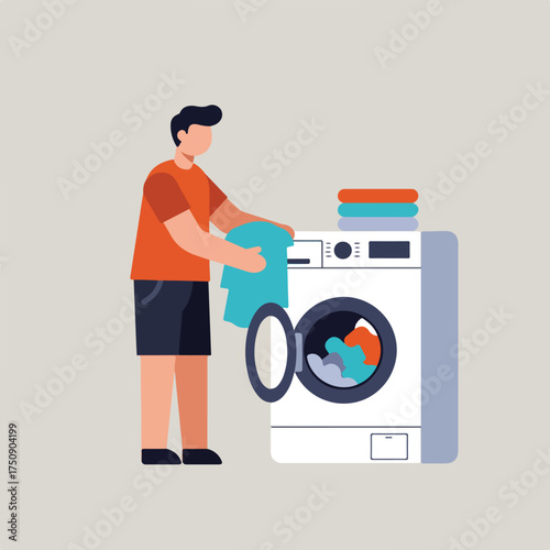 Person loading colorful laundry into a washing machine