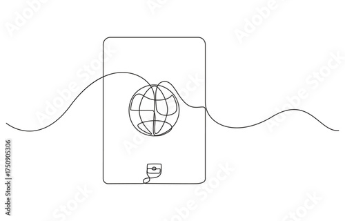 Continuous Line Drawing of Passport Icon. Hand Drawn Symbol Vector Illustration, Continuous Line Drawing of Visa Applications Icon. Single Line Vector Illustration, Passport Icon Design with minimal