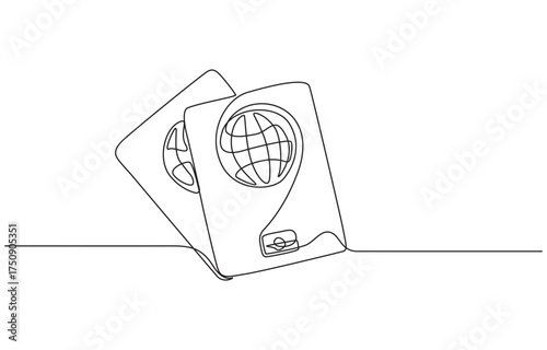 Continuous Line Drawing of Passport Icon. Hand Drawn Symbol Vector Illustration, Continuous Line Drawing of Visa Applications Icon. Single Line Vector Illustration, Passport Icon Design with minimal