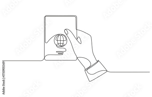 Continuous Line Drawing of Passport Icon. Hand Drawn Symbol Vector Illustration, Continuous Line Drawing of Visa Applications Icon. Single Line Vector Illustration, Passport Icon Design with minimal