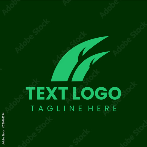 Vibrant green grass-inspired emblem on deep forest backdrop