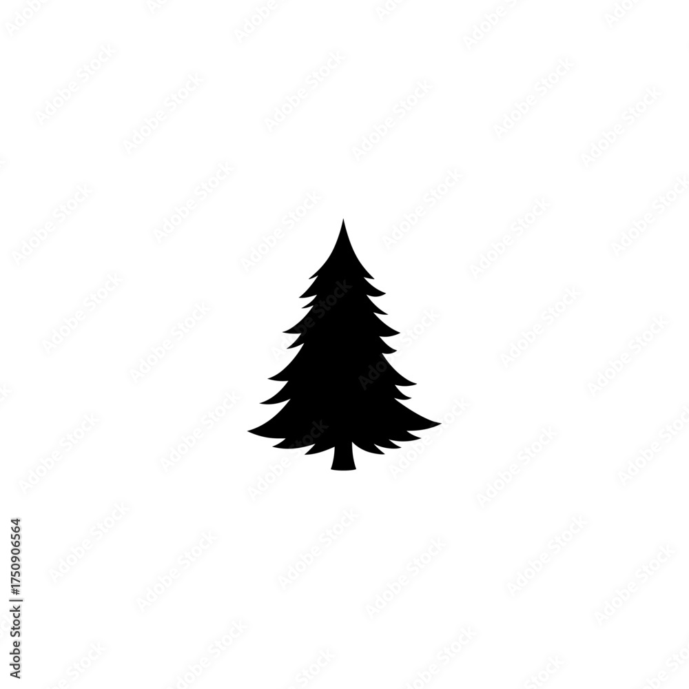 Obraz premium Dark silhouette of Christmas tree isolated on transparent background 