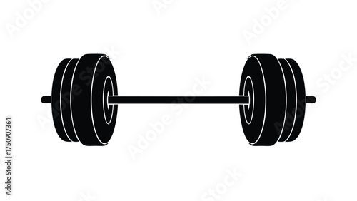 Barbell gym weight silhouette on white background  