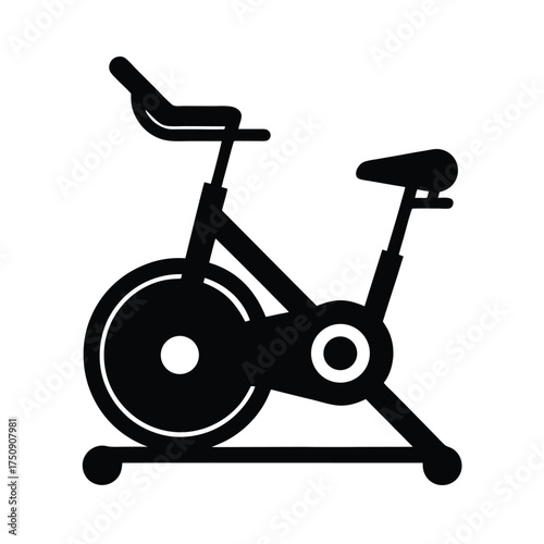 Exercise bike fitness equipment silhouette vector  