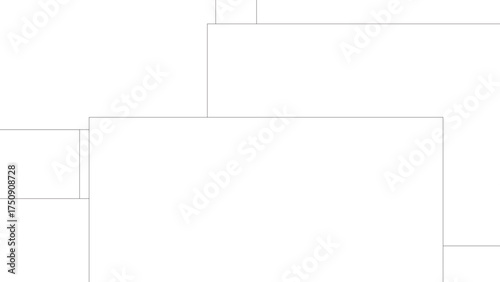 Abstract minimalist artwork with overlapping white rectangles and fine gray outlines, creating a modern geometric composition of clean structure and balance.