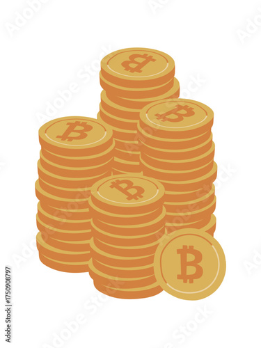 ビットコインのコインが積み上がったイラスト