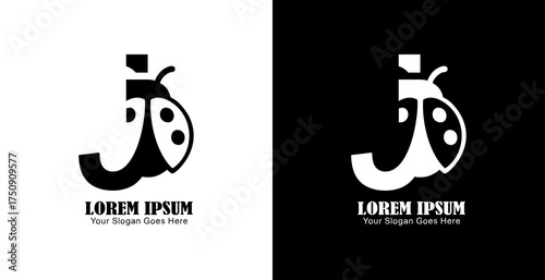 J letter logo design combined with ladybug