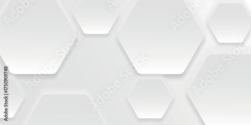Gray and white gradient abstract background with 3D hexagon geometric overlays. Modern overlapping background concept for covers, banners, brochures, presentations and websites. VOL. 2