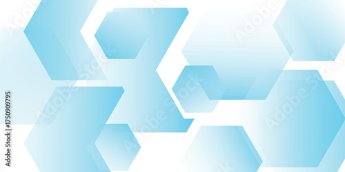 Abstract background with blue gradient hexagonal geometric shape decoration. Background with modern and futuristic layered pattern design. EPS. 2