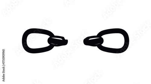 Two black chain links, slightly separated, are depicted against a clean white background.