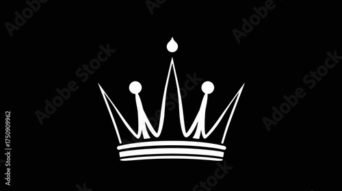 Minimalist white crown illustration on a stark black background.
