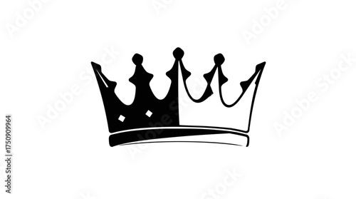 Illustration of a stylized crown, half-filled with black color, on a white background.
