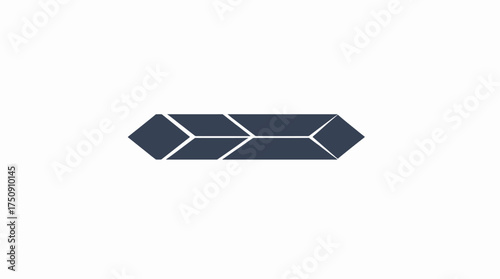 Geometric shape illustration featuring a dark blue, elongated figure with pointed ends, resembling a stylized crystal or arrow.