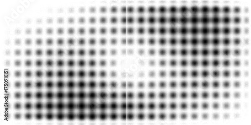 Grunge halftone gradient background. Faded grit noise texture. White and black sand wallpaper. Retro pixelated backdrop. Anime or manga style comic overlay. Vector eps10