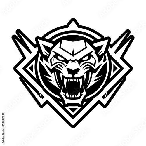 A glyph style icon showing a lion logo