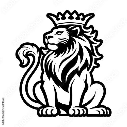 A solid style icon depicting a lion face