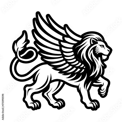 A glyph style icon showing a leo logo