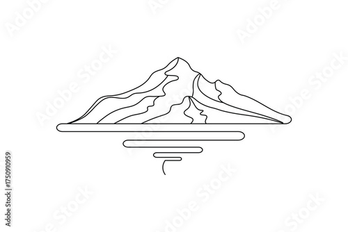 Mountain continuous one line drawing minimalist style outline vector illustration
