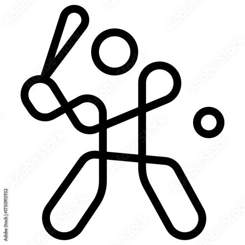 Baseball Icon Vector Illustration with Line or Outline Style