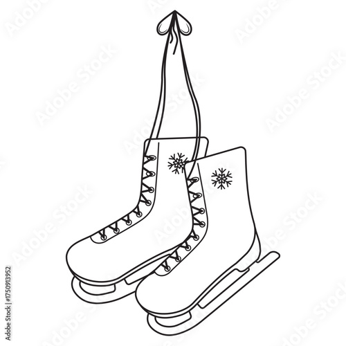 An isolated pair of winter sports shoes for doodle-style speed skating competitions