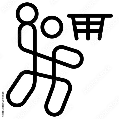 Basketball Icon Vector Illustration with Line or Outline Style