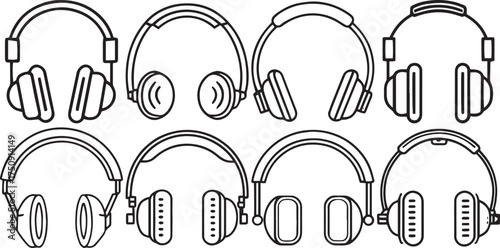 Headphone Linear Design Silhouettes