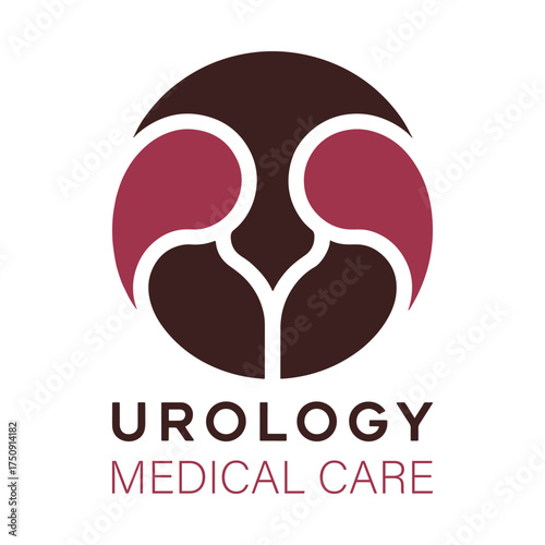Urology Medical Care logo with abstract circular symbol in maroon and burgundy vector