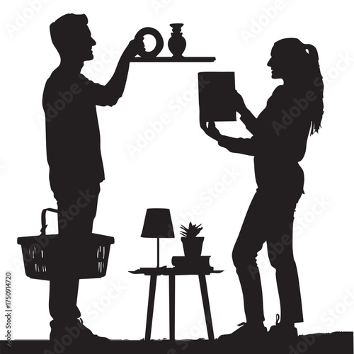 Silhouette of a Classical Bust or Sculpture on a Pedestal Stand