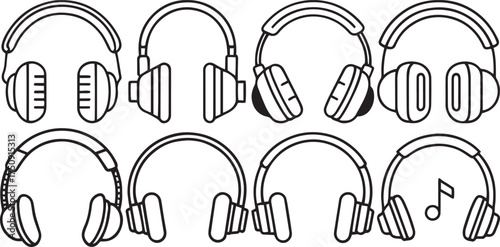 Headphone Simple Line Silhouettes