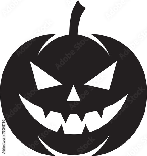 Vector scary jack o lantern silhouette isolated on white background