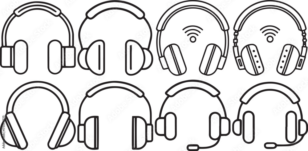 Fototapeta premium Headphone Minimal Line Vector