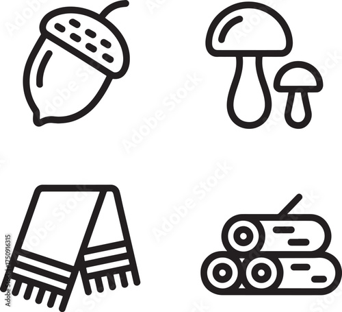 Autumnal Icons Acorn Mushroom Scarf And Logs fungi winter scarf