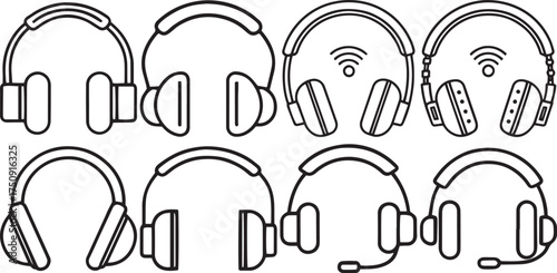 Headphone Minimal Line Vector